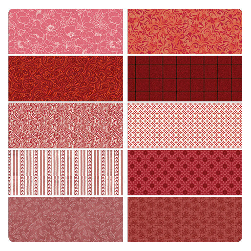 Color Elements Red 10pc  Fat Quarter Bundle