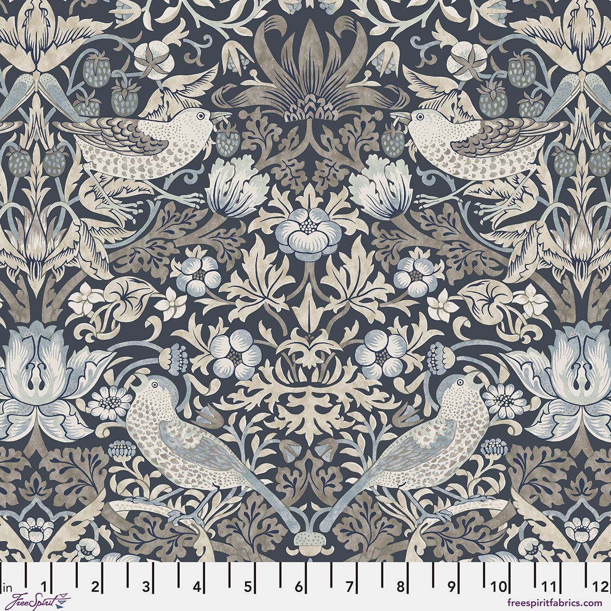 *Pre-order* Strawberry Thief - Charcoal || Morden Cotton Lawn