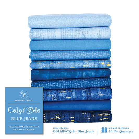 Color Me Blue Jeans Fat Quarters Bundle, 10pcs