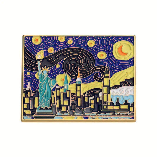 Van Gogh NYC skyline pin