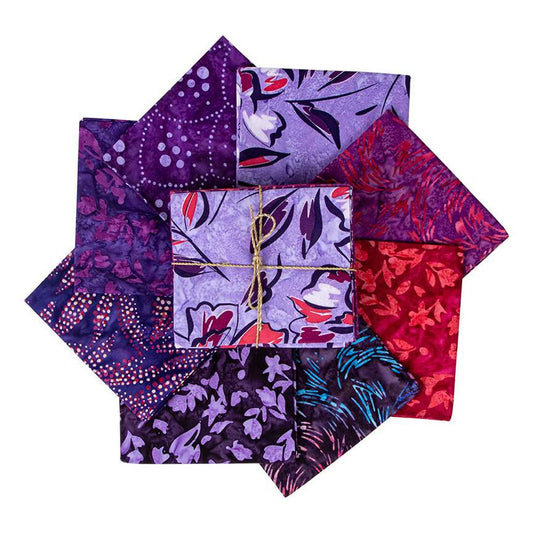 Batiks A Nod to Mod Purple Fat Quarter Bundle C, 8 Pcs.