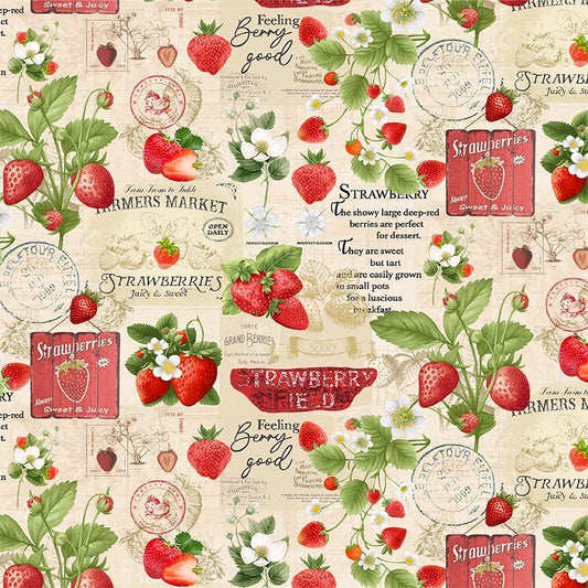 Strawberries Market Collage - Beige