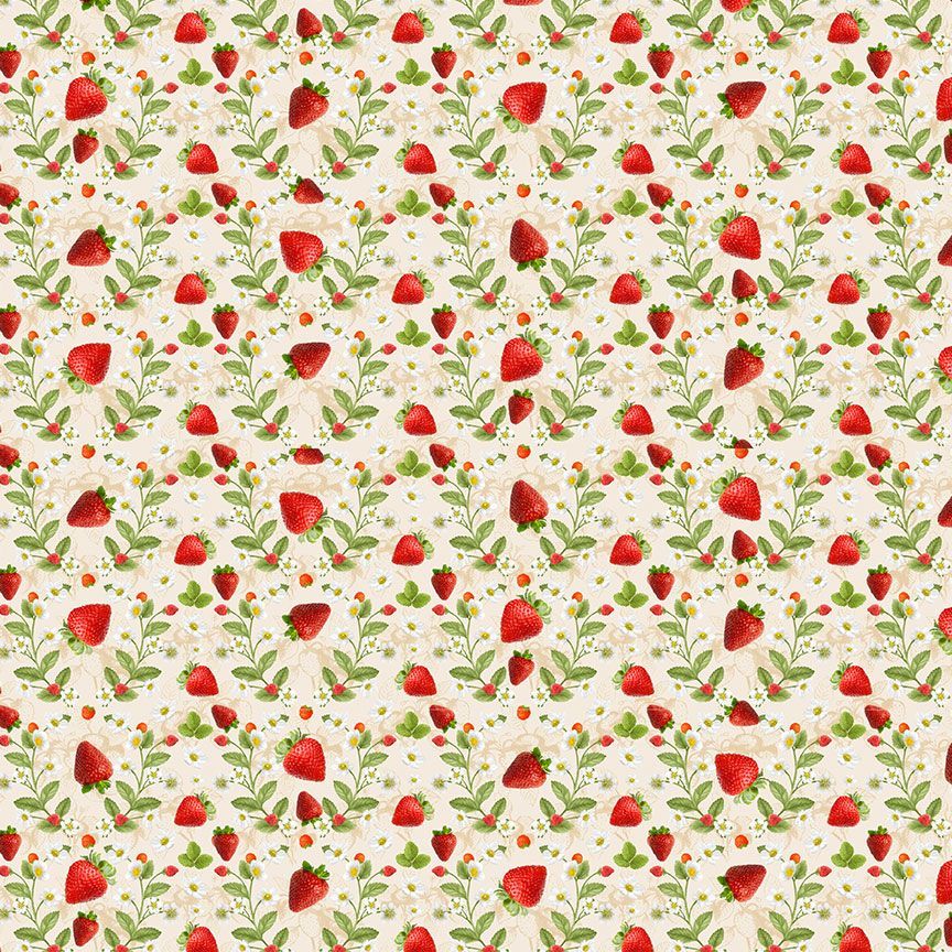 Strawberries & Flowers - Ecru