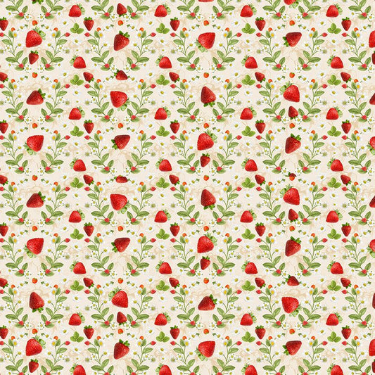 Strawberries & Flowers - Ecru