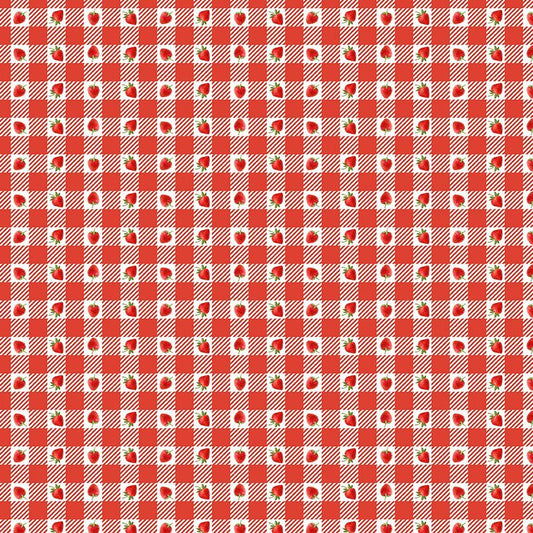 Strawberries on Plaid - Red