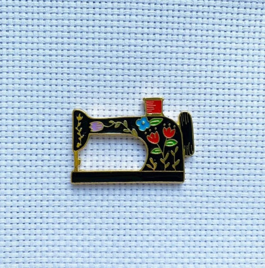 Floral Sewing Machine Enamel Pin