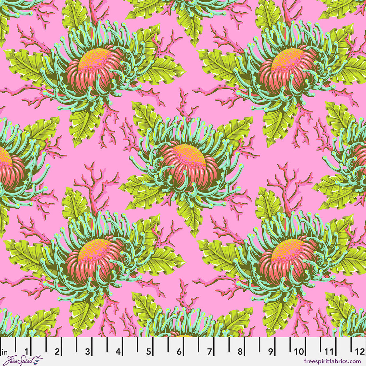 *Pre-order* Tula Pink - Friends & Anemones - Coralline || Floral Reef
