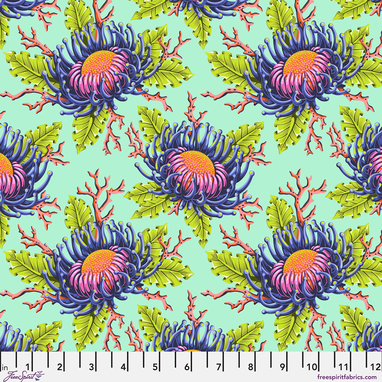 *Pre-order* Tula Pink - Friends & Anemones - Seafoam || Floral Reef