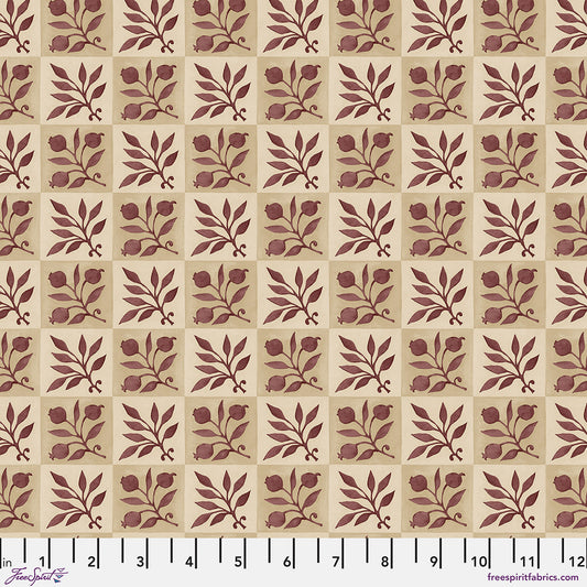*Pre-order* Rosehip Check - Linen Wine || May Morris