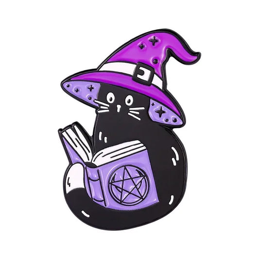 Purple Witchcraft Cat Enamel Pin