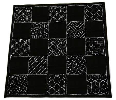 Sashiko Pre-printed Multi Pattern Cloth Traditional Designs Navy