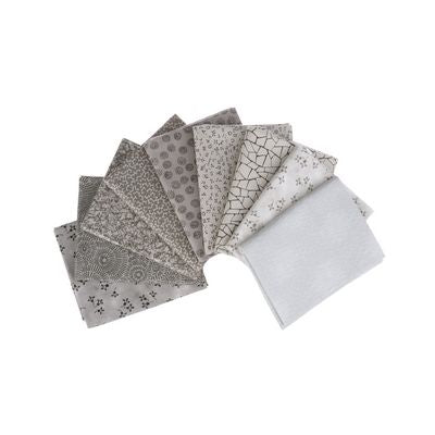 Stof Medium Grey Fat Quarter Bundle 9pk