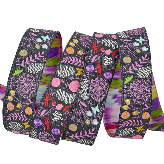 *Pre-order* Tula Pink - Dandelion - Licorice - 7/8" width - 1yd || Prince Charming Déjà Vu