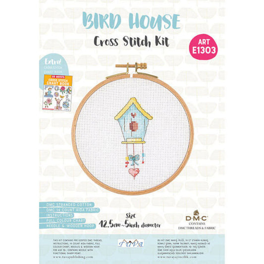 Cross Stitch Kit with Wooden Hoop - Bird House