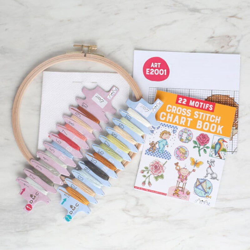 Cross Stitch Kit with Wooden Hoop - Bird House