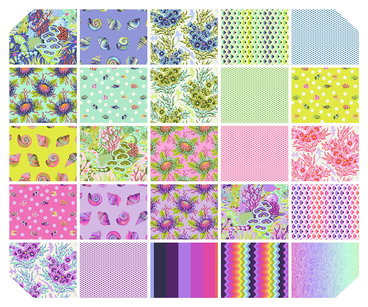 *Pre-order* Tula Pink - Floral Reef - 10" Charm Pack - 42pc || Floral Reef