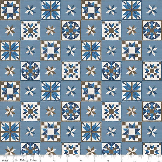 Winter Barn Quilts Blocks Blue