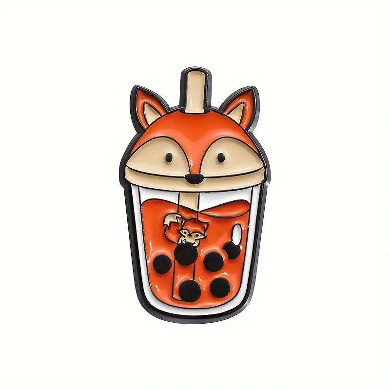 'Fox Bubble Tea' Enamel Pin