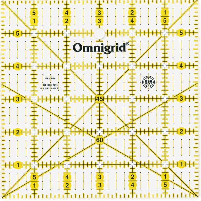Omnigrid - Square Ruler with Angles, 6" x 6"