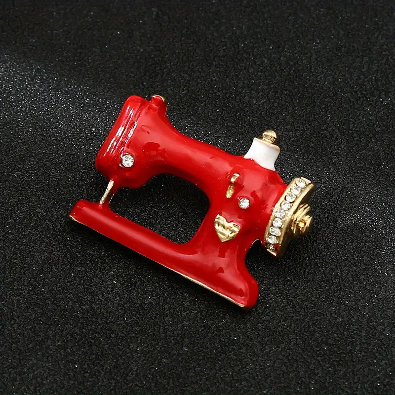 Red Vintage Style Sewing Machine Enamel Pin