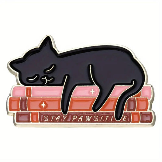 'Stay pawsitive Cat Sleeping' Enamel Pin