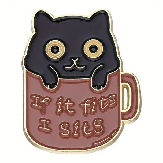 'Cat in a mug' Enamel Pin