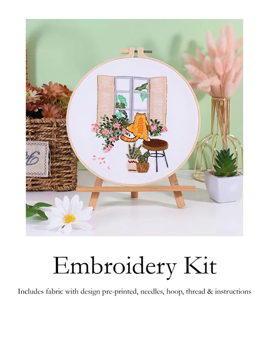 Mischievous Cat Embroidery Kit