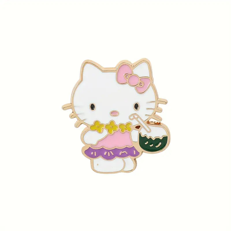 'Hello Kitty Drinking' Enamel Pin