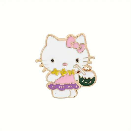 'Hello Kitty Drinking' Enamel Pin