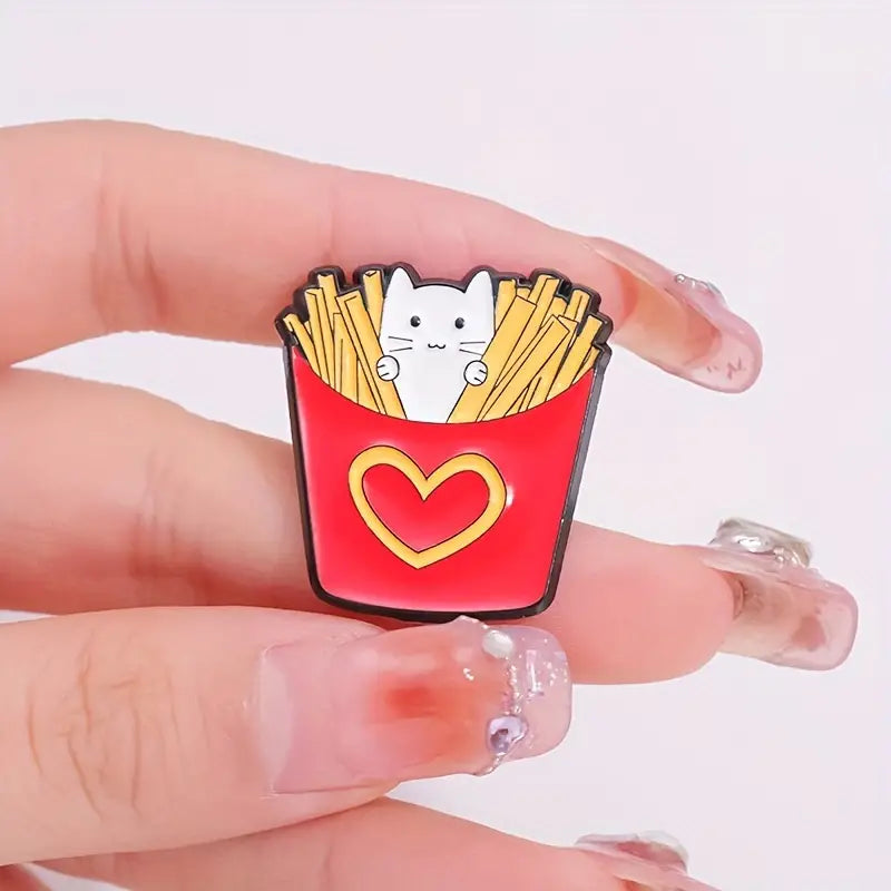 Cat Fries Enamel Pin