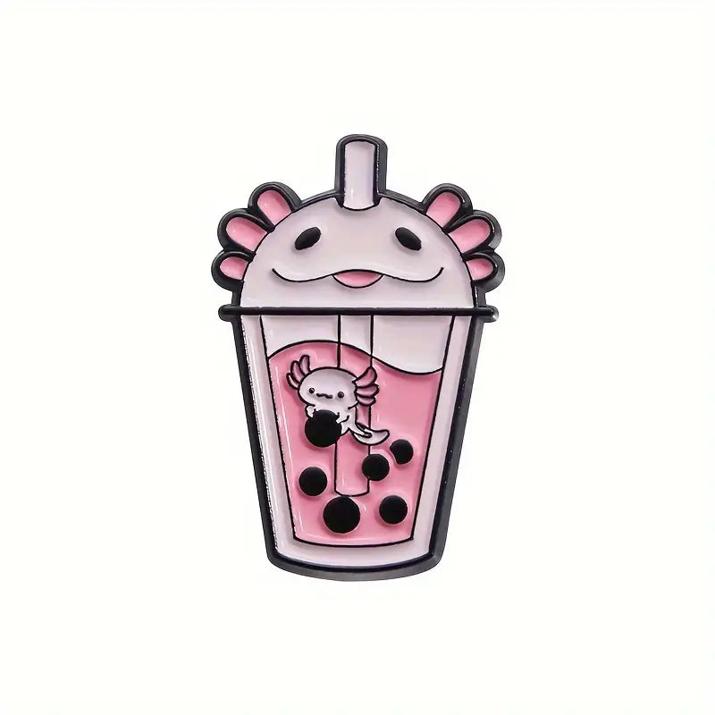 'Axolotl Bubble Tea' Enamel Pin