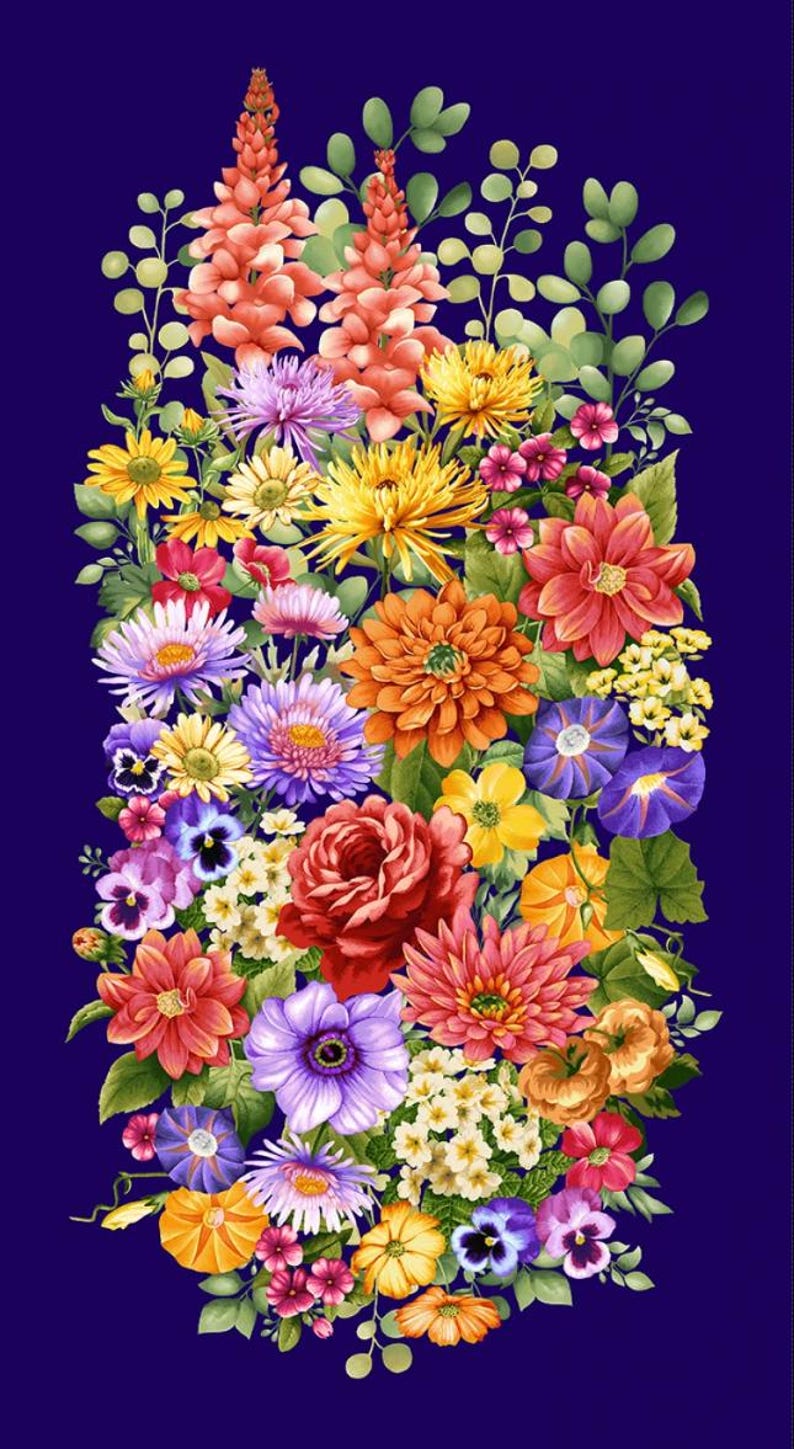 Butterfly Boutique - Floral Panel - 24 Inch - Indigo Multi