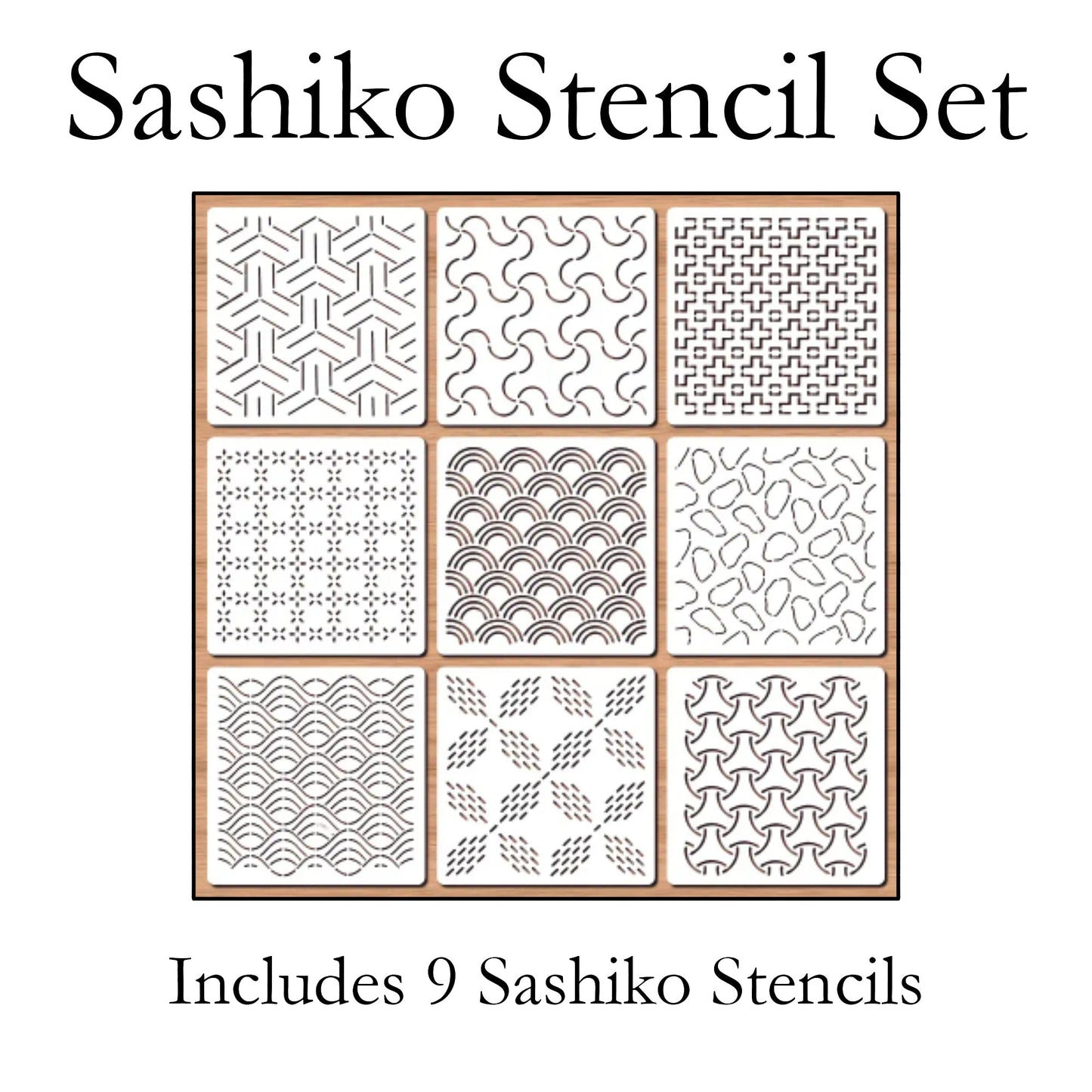 Sashiko Stencil Set - includes 9 stencils - approx. 5"