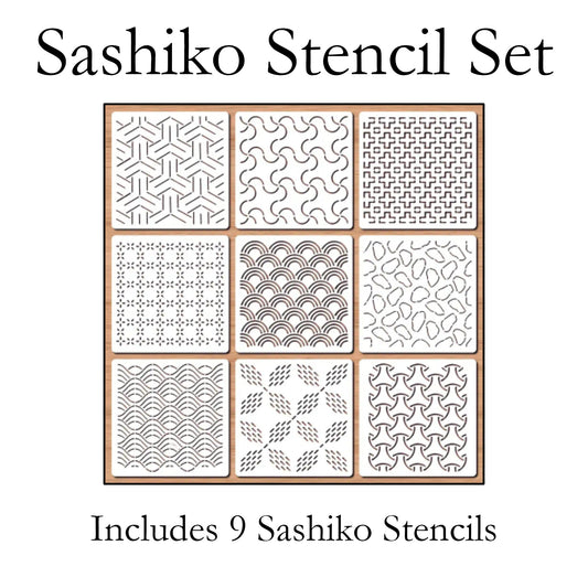 Sashiko Stencil Set - includes 9 stencils - approx. 5"