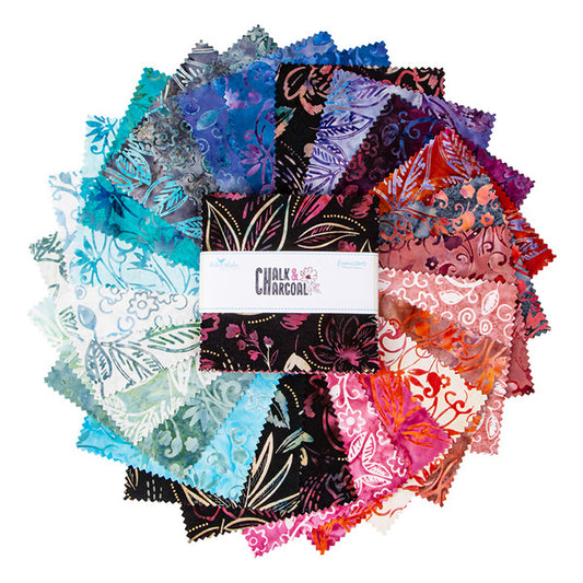 Batiks Chalk & Charcoal 5 Inch Stacker C, 42 Pcs.