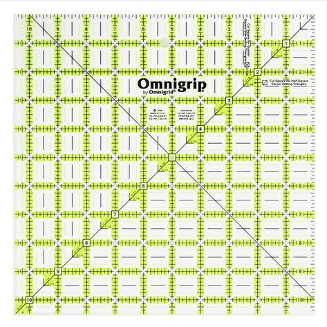 Omnigrip - NON-SLIP SQUARE RULER, NEON 10.5" x 10.5" by Omnigrid