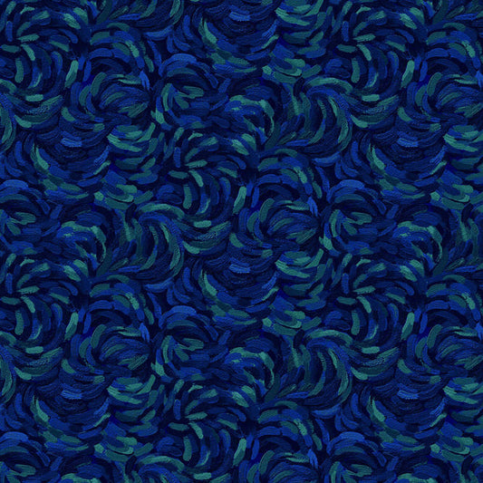 Starry Night - Brushstroke - Dark Blue Multi