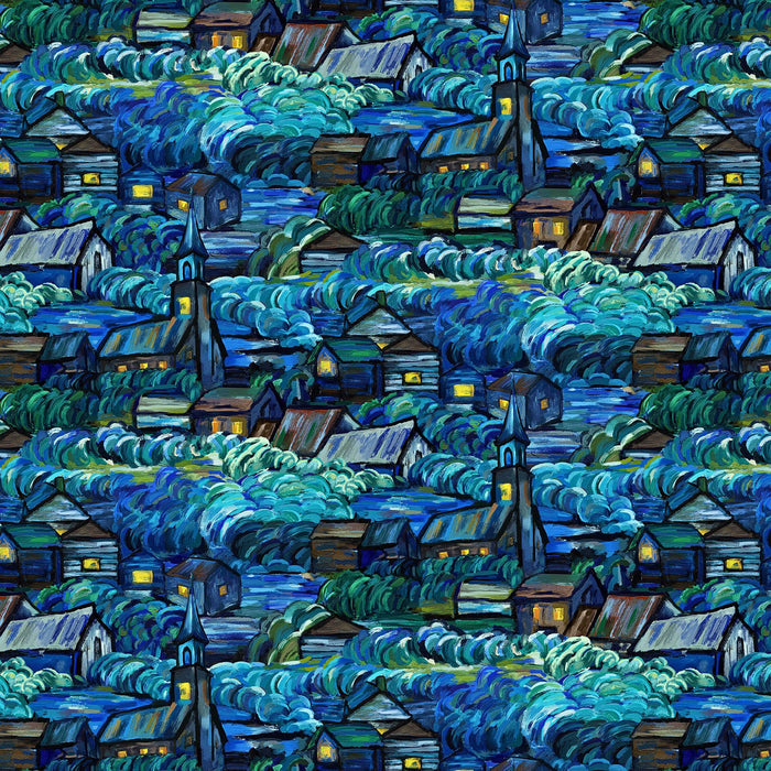 Starry Night - Scenic - Dark Blue Multi