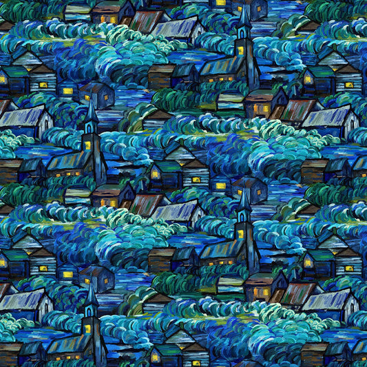 Starry Night - Scenic - Dark Blue Multi