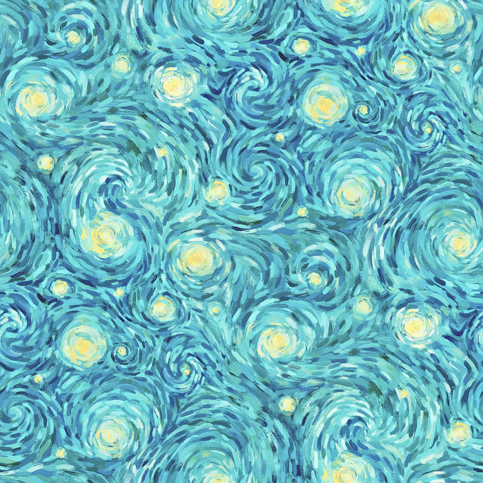 Starry Night - Night Sky - Teal Multi
