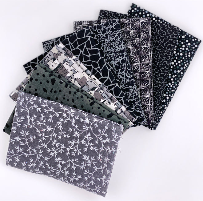 Stof Dark Grey Fat Quarter Bundle 8pk