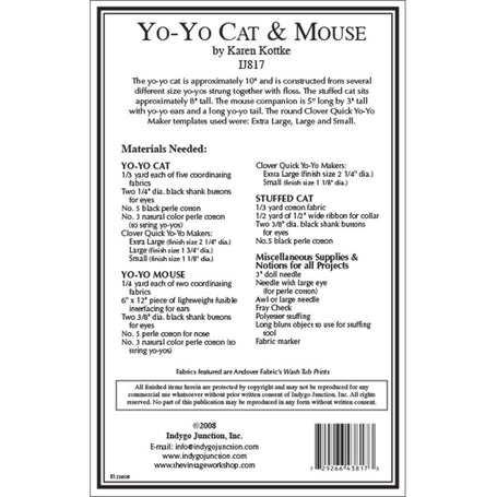 Indygo Junction - Yo-Yo Stuffed Cat & Mouse Pattern