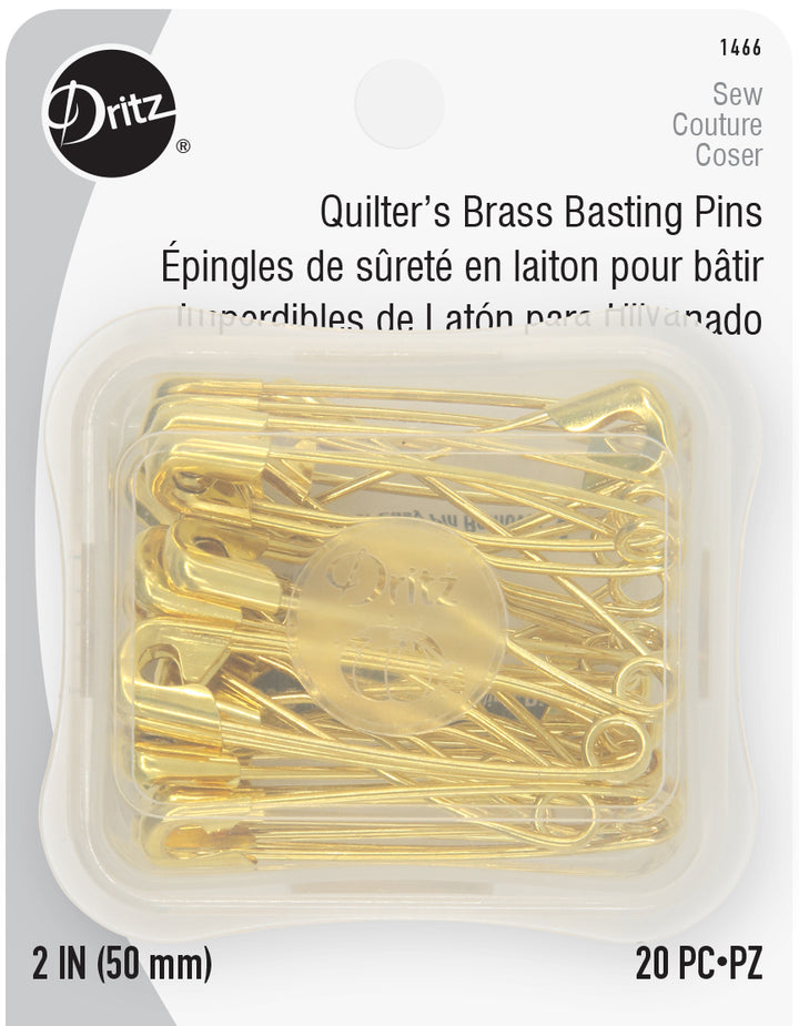 Dritz - 2" Quilters Brass Safety Pins, Brass, 20 pc