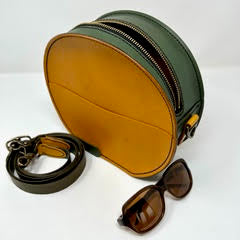 The Orchard in Green & London Tan Leather from the Beansy x Keaton Quilts Collection