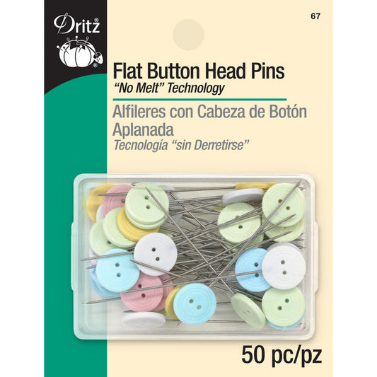 Dritz - Flat Button Head Pins, Assorted, 50 pc