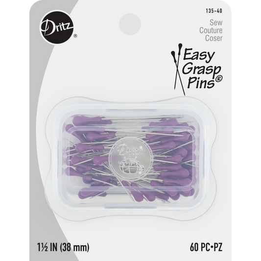 Dritz - 1-1/2" Easy Grasp Pins, Purple, 60 Pieces