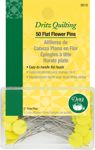 Dritz - 2" Flat Flower Pins, Yellow, 50 pc