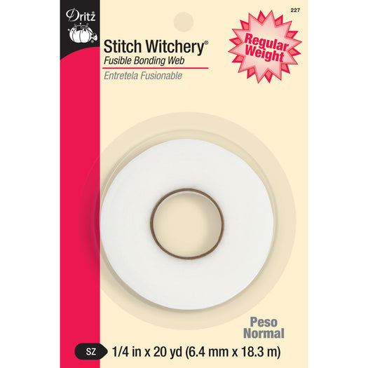 Dritz - 1/4" Stitch Witchery Fusible Bonding Web, Regular Weight, White, 20 yd