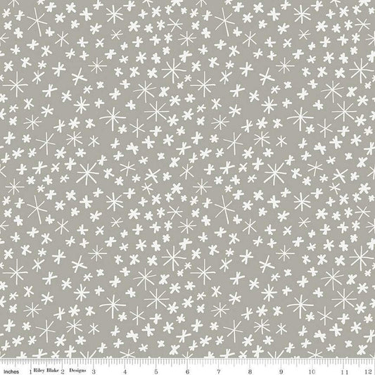 1 yard cut of Designer Flannel Nice Ice Baby Snowflakes Gray