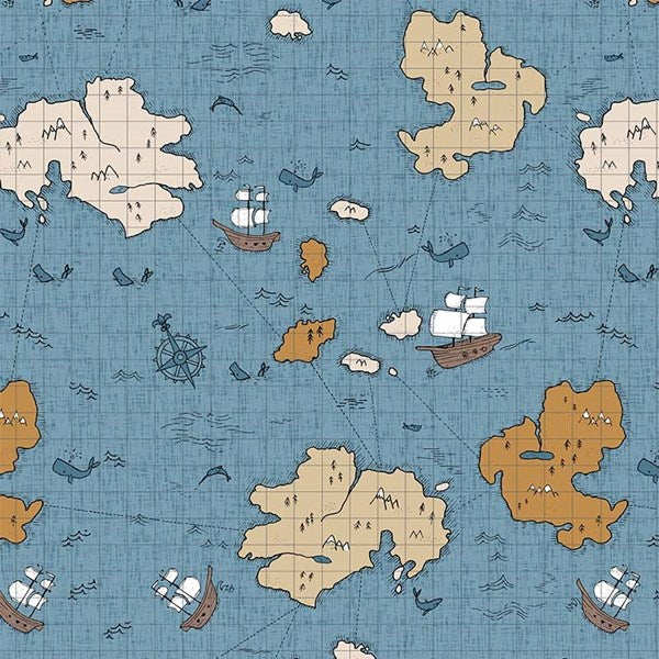 Calm Waters - Map - Blue Multi